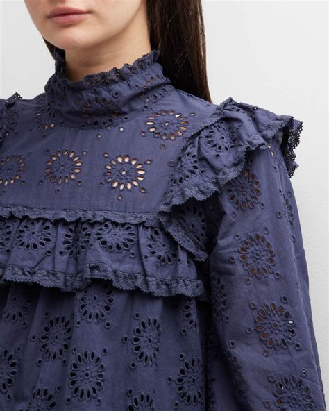 Stellah Eyelet Trimmed Bell Sleeve Blouse Neiman Marcus