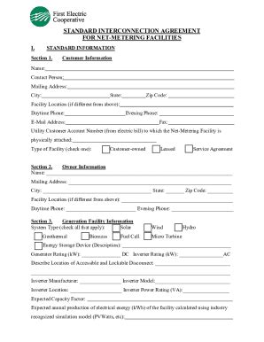 Fillable Online Standard Interconnection Agreement For Net Metering