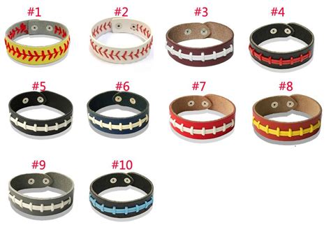 Softball Wristbands Baseball Leather Wrap Bracelet Men Sports Snap Closure Wristband Bangle For ...