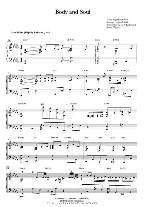 Body And Soul Sheet Music Otaku