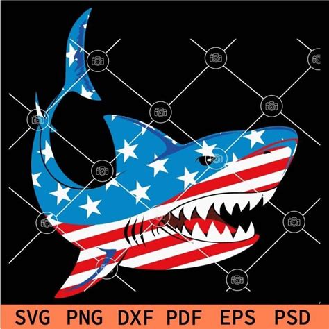 Independence Day Shark Svg America Born Day Shark Svg Th Of July