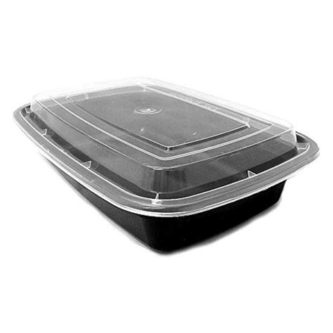 32 oz. Black Rectangular Microwavable Food Take-Out Containers w/Lid ...