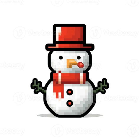 Simple Cartoon Pixel Art Christmas Snowman High Quality Ai Generated