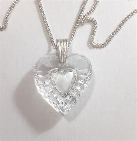 Crystal Heart Photo Pendant Necklace Silver Gem