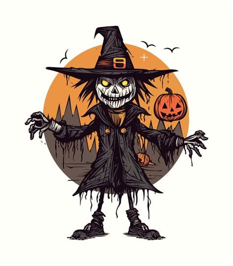 Premium Vector | Scarecrow pumpkin illustration