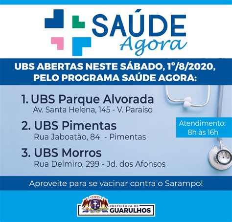 Guarulhos Retoma Abertura De Ubs Aos S Bados Pelo Programa Sa De Agora