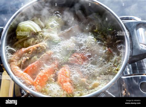 Seafood Hot Pot Stock Photo Alamy