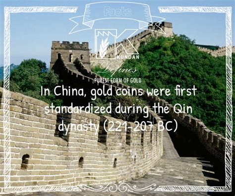 Did you know! In china, gold coin were first standardized in 221-207 BC ...