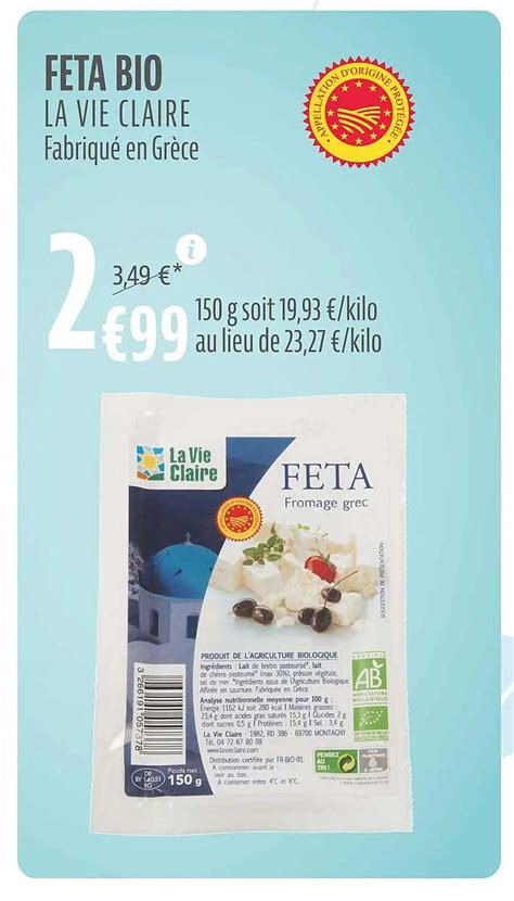 Promo Feta Bio La Vie Claire Chez La Vie Claire ICatalogue Fr