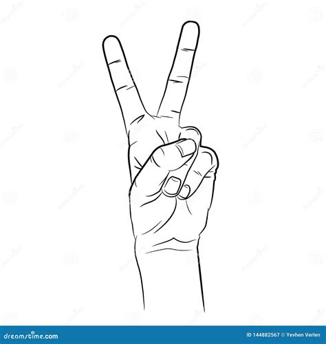 Contour Hand, Two Fingers, Illustration Sketch Style Stock Vector ...