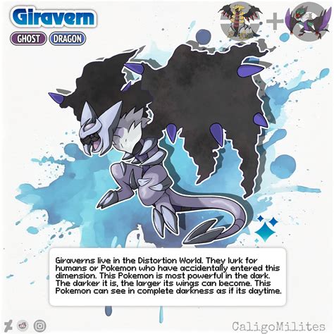 Fusion Giratina And Noivern Pokemon Fakemon By Caligomilites On Deviantart