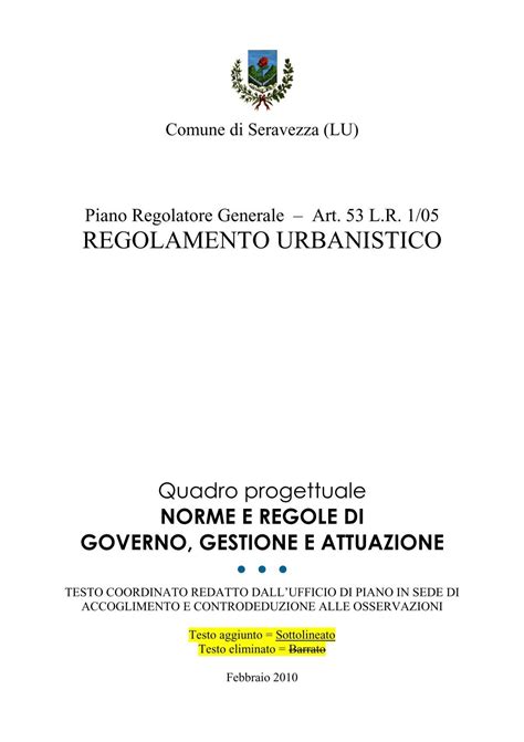 Regolamento Urbanistico Comune Di Seravezza