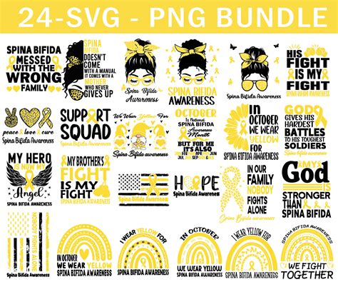 Spina Bifida Awareness Svg Png Bundle Yellow Ribbon Svg Etsy Portugal