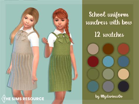 The Sims Resource School Uniform Sundress With Bow