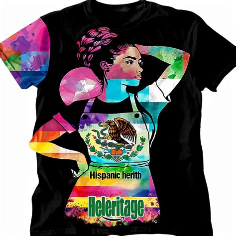 Hispanic Heritage Month T Shirt Celebrate Diversity With Rainbow Design Flags And Flex Pose