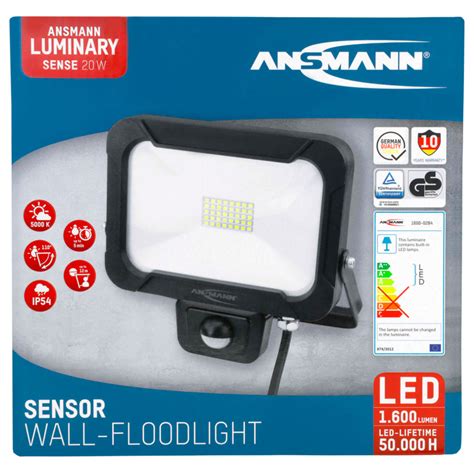 Ansmann WFL1600S LED Projektør m Sensor 20W 1600lm 329 DKK