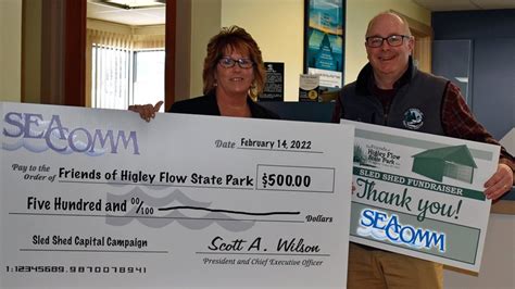 Seacomm Donates Toward Sled Shed For The Friends Of Higley Flow