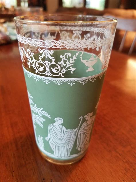 Mid Century Modern Jeannette Glass Hellenic Green Greek Jasperware Tumbler Ebay