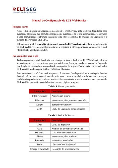 PDF Manual de Configuração do ELT WebService ELT 1 4 Copie nesta