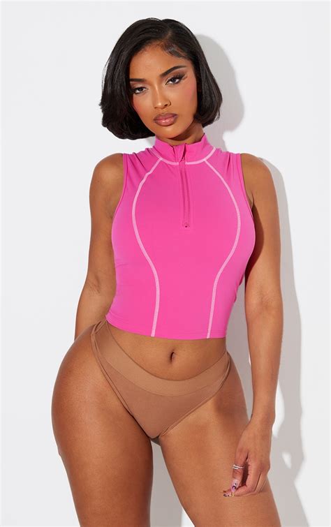 Shape Hot Pink Sculpted Contrast Stitch Top Shape Plt