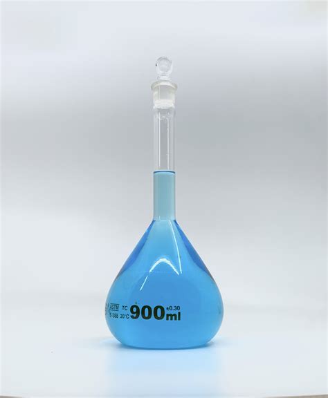 Buy Online Volumetric Flask 900ml Serialized And Certified Heavy Duty Wide Mouth Glass