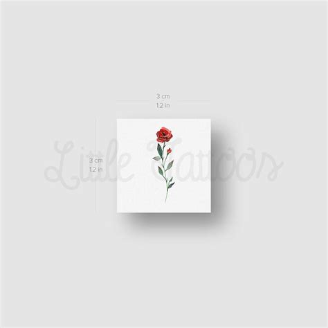 Little Watercolor Red Rose Temporary Tattoo Set Of 3 Etsy