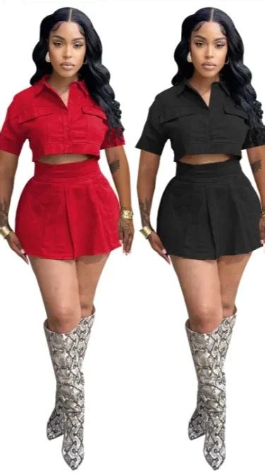 Summer Pleated Short Skirt Outfits 2024 New Short Sleeve Cargo Top Two