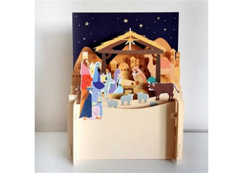 D Pop Up Kerstkaart Miniature Greetings Kerststal Muller Wenskaarten