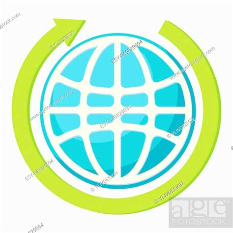 Globe And Green Arrow Icon Cartoon Illustration Of Globe And Green