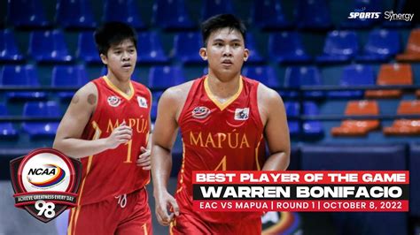 Ncaa Season Best Player Warren Bonifacio Mapua Vs Eac Men S