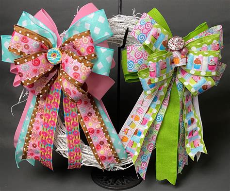 2 Bows Donuts And Cup Cakes Lantern Swag Bow Wreath Bow Etsy Wreath