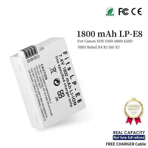 1800mAh LP E8 LP E8 LPE8 Camera Battery Batteries AKKU Pack For Canon