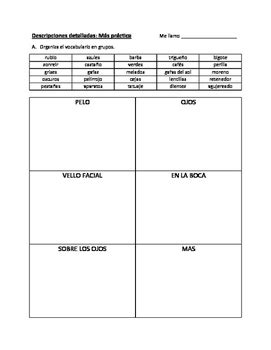 Spanish Detailed Descriptions By Sra Salemno TPT