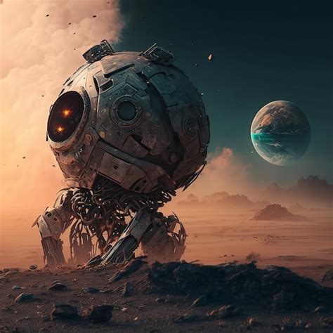 Premium Photo A Futuristic Robot Exploring A Planet In Space