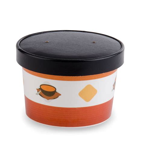 Choice 8 Oz Paper Soup Hot Food Cup With Vented Paper Lid 250 Case