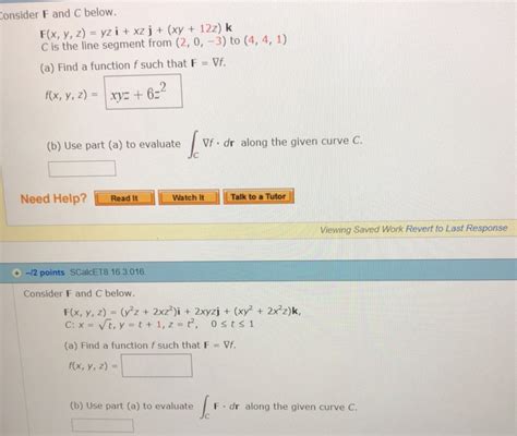 Solved Onsider F And C Below F X Y Z Yz I Xzj Xy 12z