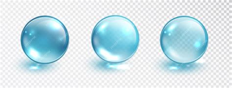 Conjunto De Bolha Azul Isolado Em Fundo Transparente Bolha De água Ou