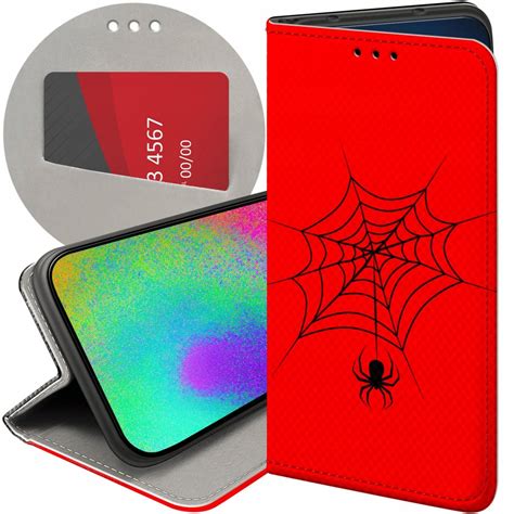 ETUI Z KLAPKĄ DO OPPO A57 2022 WZORY PAJĄK SPIDER PAJĘCZYNA FUTERAŁ