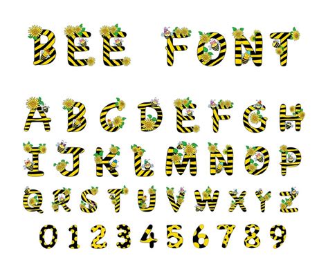 Bee Alphabet SVG Png Bee Clipart Letters And Numbers Bee Etsy