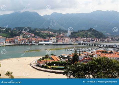 Panorama of Ribadesella Beach, Spain Stock Photo - Image of landscape, coast: 133198828