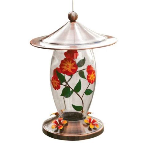 Friends Of Flight Haven Hb0006sr Hand Painted Glass Flower Design Hummingbird Feeder Friends Of