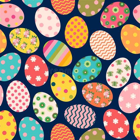 Colorful Easter Seamless Pattern With Painted Eggs Stock Vector