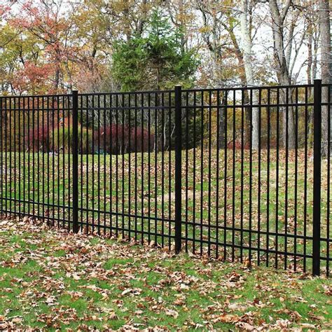 Freedom New Haven 6-ft H x 6-ft W Black Aluminum Spaced Picket Flat-top Decorative Fence Panel ...