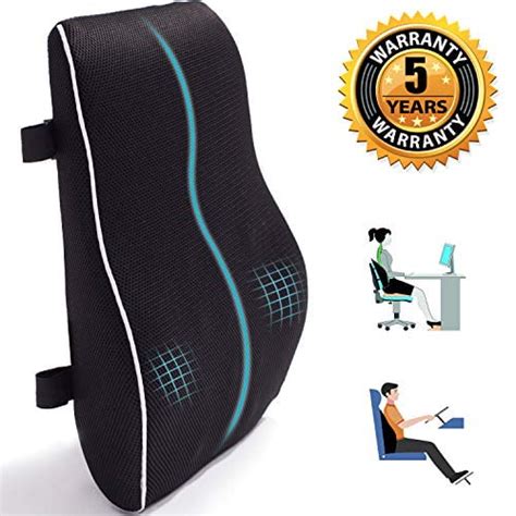 Lumbar Support for Office Chair Memory Foam Back Cushion for Back Pain Relief Improve Posture ...