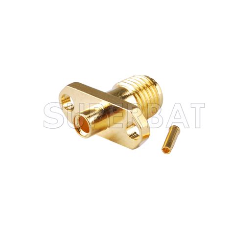 Sma Female 2 Hole Flange Straight Connector For Semi Rigid 0086 Rg405 Cable