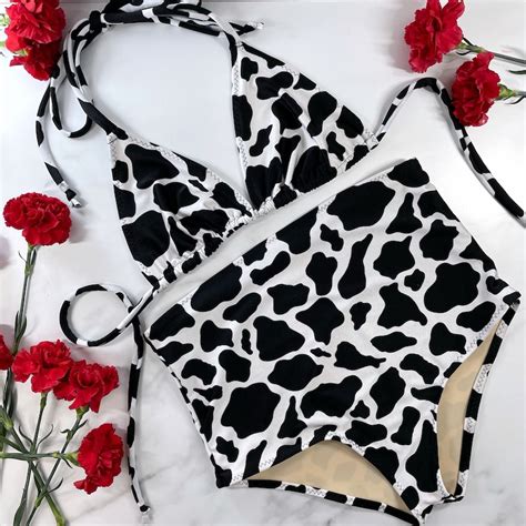 Cow Print Bathing Suit Etsy