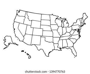 United States Map Black And White Outline Dulcea Konstance