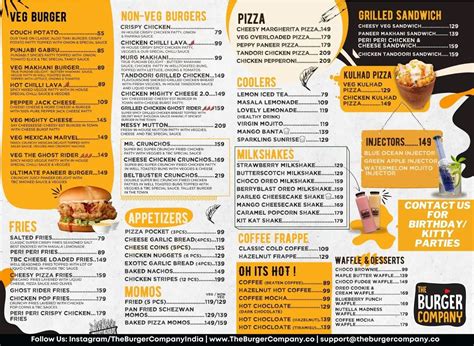 Menu Of The Burger Company Sector 135 Noida