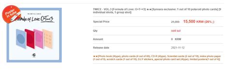 Jypetwice Formula Of Love Pre Orders Is Sold Out At Synnara Twice