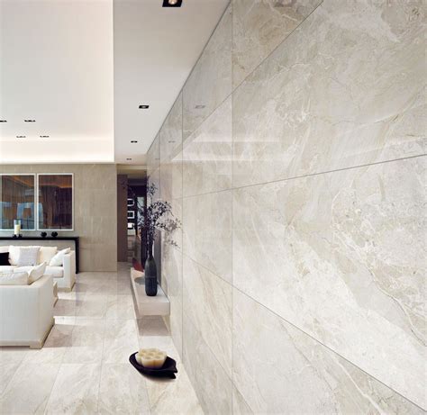 Beige Grey Marble Porcelain Tile 12mm Thickness Polished 60x120 cm Size